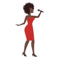 Elegant african woman singing karaoke Royalty Free Stock Photo