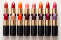 Elegant allure: lipstick collection close up