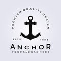 Elegant anchor icon logo, port vector, skipper illustration design , vintage style logo