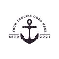 An elegant anchor icon logo, port , skipper illustration design, vintage style logo.