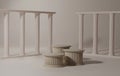 Elegant Ancient Greek Pillar Podiums on Cream Background