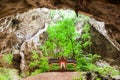 Elegant ancient pavilion inside a cave