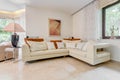 Elegant angled leather sofa Royalty Free Stock Photo