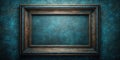 Elegant antique frame on deep teal textured background, ideal for adding your own creative design or personal message. Generative Royalty Free Stock Photo