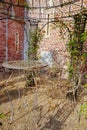 Elegant antique patterned iron garden furniture set, high table Royalty Free Stock Photo