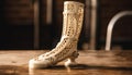 Elegant antique shoes on wooden table, focus on foreground generated by AI Royalty Free Stock Photo