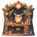 Elegant Antique Store with Wise Owl, Perfect for Marketing Images Royalty Free Stock Photo