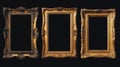 Elegant antique style decorative empty picture frames on a dark background for interior design and art display Royalty Free Stock Photo