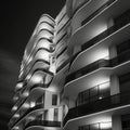 Elegant Apartment Building Photograph With Silhouette Lighting