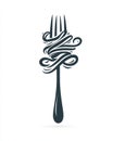 Elegant appetizing clipart of fork with twirled spaghetti Royalty Free Stock Photo