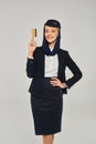 elegant arabian airlines stewardess in uniform Royalty Free Stock Photo