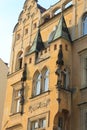 Architectural elements of the facade of the building in the historic center of Prague Czech Republic Royalty Free Stock Photo