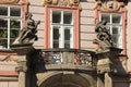 Architectural elements of the facade of the building in the historic center of Prague Czech Republic Royalty Free Stock Photo