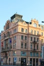 Architectural elements of the facade of the building in the historic center of Prague Czech Republic Royalty Free Stock Photo