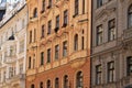 Architectural elements of the facade of the building in the historic center of Prague Czech Republic Royalty Free Stock Photo