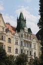 Architectural elements of the facade of the building in the historic center of Prague Czech Republic Royalty Free Stock Photo