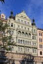 Architectural elements of the facade of the building in the historic center of Prague Czech Republic Royalty Free Stock Photo