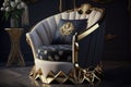 elegant armchair with elegant upholstery and gold detailing Royalty Free Stock Photo
