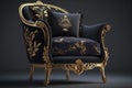 elegant armchair with elegant upholstery and gold detailing Royalty Free Stock Photo