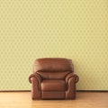 Elegant armchair in vintage interior with classic wallpaper Royalty Free Stock Photo