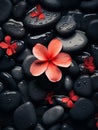 spa stones with flowers background