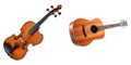 Elegant Arrangement Featuring a Violin and a Guitar Isolated on a Pristine White Background Royalty Free Stock Photo