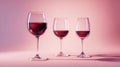 The elegant arrangement of red wine glasses in varying sizes. AI generated image Royalty Free Stock Photo