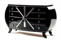 Elegant Art Deco Dresser: Black Lacquered Finish and Mirrored Panels