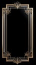 Elegant art deco rectangular frame. Ornate symmetrical gold and silver geometric frame, roaring 20s art Royalty Free Stock Photo