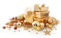 Elegant Assorted Gold Christmas Decorations Royalty Free Stock Photo