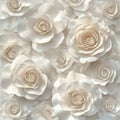Elegant background featuring three-dimensional white roses that look like 3D Royalty Free Stock Photo