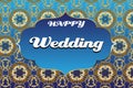 elegant background with gold frame on decorative pattern for wedding