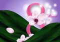 Elegant Background for Holiday March 8 International Women`s Day with pink flower and Digit eight. Vector Royalty Free Stock Photo