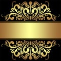 Elegant Background with royal golden Borders and Ribbon.