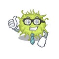 An elegant bacteria coccus Businessman mascot design wearing glasses and tie