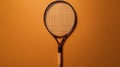 Elegant Badminton Racket On Orange Background - High-quality Photography