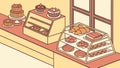 Elegant Bakery Display with Assorted Pastries and Cakes, Sweet Indulgence, vector design Generative AI Royalty Free Stock Photo