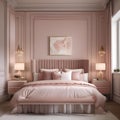 An elegant ballerina-themed bedroom with a ballet barre, tutu-inspired decor, and soft pink hues5