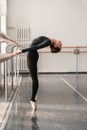 Elegant ballet dancer rehearsal in class