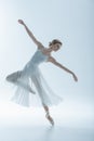 elegant ballet dancer in white dress