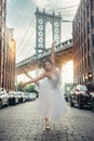 Elegant ballet dancer woman dancing ballet in the city Royalty Free Stock Photo