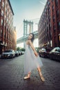 Elegant ballet dancer woman dancing ballet in the city Royalty Free Stock Photo