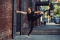 Elegant ballet dancer woman dancing ballet in the city Royalty Free Stock Photo