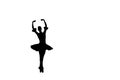 Elegant ballet girl dancing on pointe shoes and raising her arms dark shadow silhouette isolated on a white background Royalty Free Stock Photo