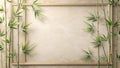 Elegant bamboo shoots frame a neutral background ideal for text or design elements. Generative AI Royalty Free Stock Photo