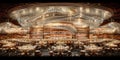 An elegant banquet hall with crystal chandeliers and a bar, creating the atmosphere of the ho Royalty Free Stock Photo