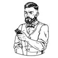 Elegant barber with beard and mustache