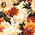 Elegant Baroque-Style Golden Floral Seamless Pattern Design