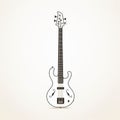 Elegant Bass Guitar Silhouette: Minimalistic Line Art On Light Background Royalty Free Stock Photo