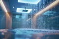 Elegant Bathroom Featuring Modern Showerhead Emphasizing Cleanliness and Hygiene in Design. Concept